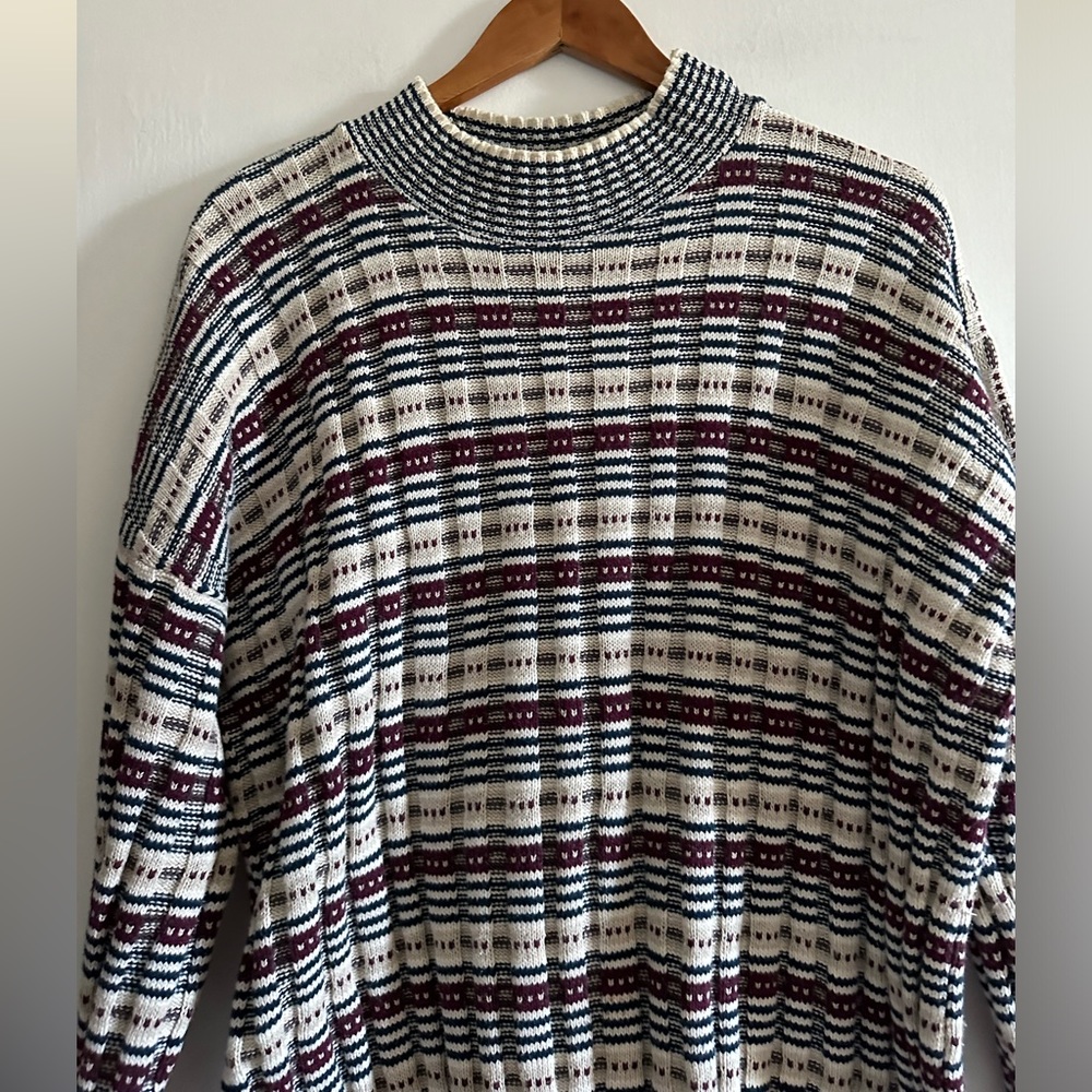 Vintage ‘Crazy Horse’ 90s Striped Red Crewneck Knit Sweater Size Medium EUC - Picture 4 of 8